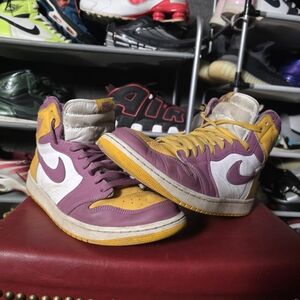 🔥 Men's Nike Retro High OG Brotherhood Purple and Yellow Athletic Shoes Size 12